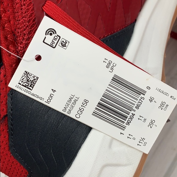 adidas Men's Icon 4 Gum Metal Baseball Cleats - Picture 9 of 9